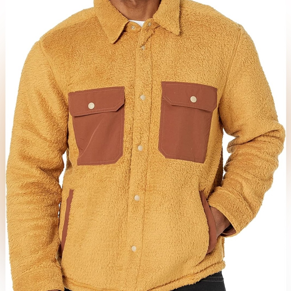 Outerknown Skyline Sherpa Shirt Jacket Coat Curry Small Fleece Huckberry